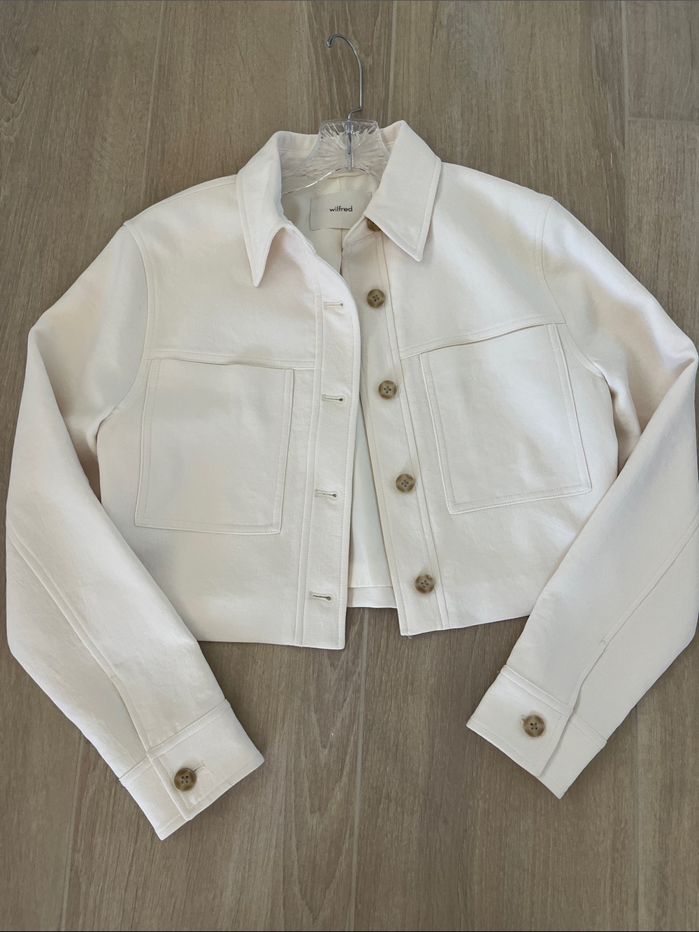 Wilfred Cream Cropped Utility Jean Jacket